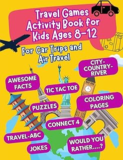 Travel Games Activity Book for Kids Ages 8-12