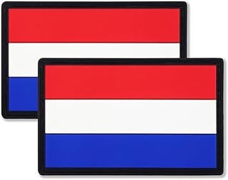 QQSD Netherlands Flag Patch Dutch Holland Tactical Military Patches - PVC Hook and Loop Fastener, 2 Pack