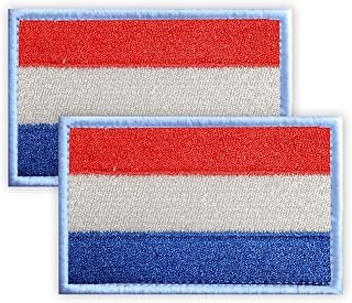2 PCS Netherlands Patch,2×3.15 inch Embroidered Applique Dutch 8×5 CM Patches with Hook Back Tag for DIY Cloth Bag Trouser...