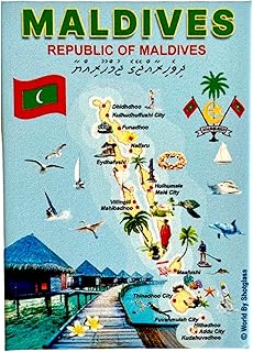 Maldives Graphic Map and Attractions Souvenir Fridge Magnet 2.5